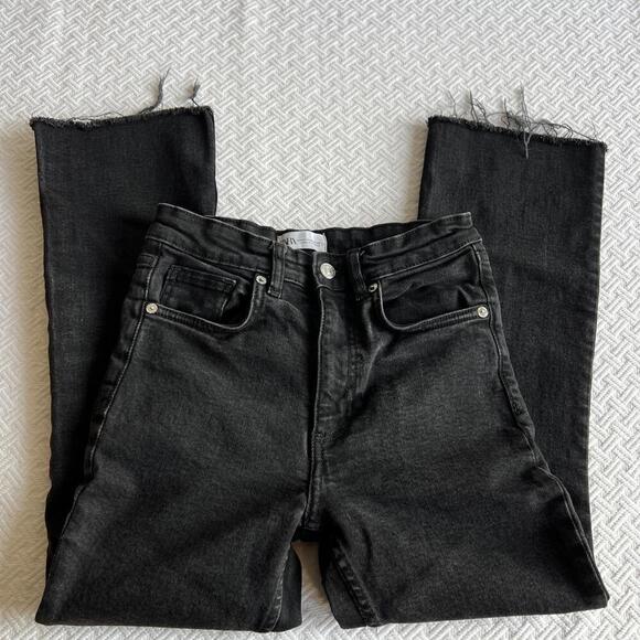 Zara Women's Size 6 Black Distressed Hem Skinny Jeans Grunge High Waisted - Picture 11 of 13